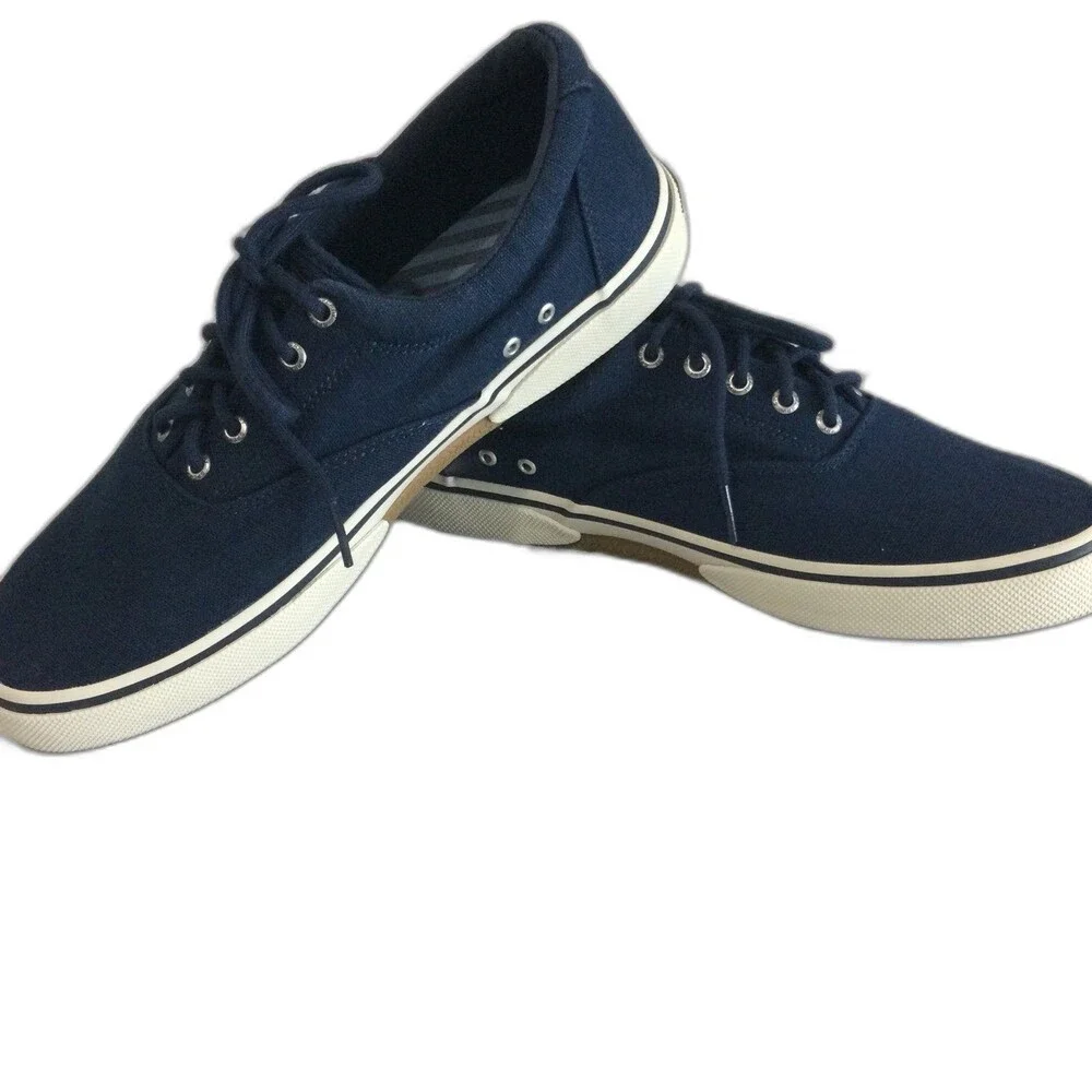 Sperry Top Siders Sneaker Shoes Men’s Size 11.5 Navy Blue Canvas Shoes STS21562